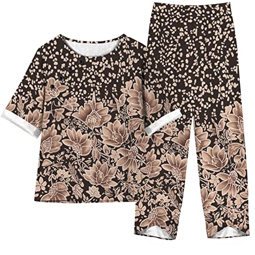 Bowake Conjunto de 2 peças casuais para mulheres, conjunto de calça de moletom com cordão e cintura