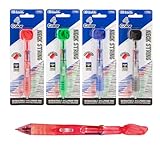 BAZIC Products Ballpoint Pen 4-Color Pens w/Neck String & Soft Grip, 1.0 mm Bold Point Smooth Writing, for Office School Teacher (1/Pack), 4-Pack