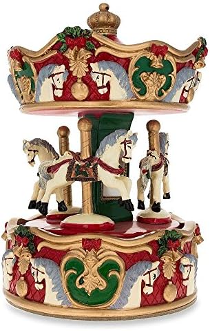 BestPysanky Carousel with Spinning Horses Musical Christmas Figurine