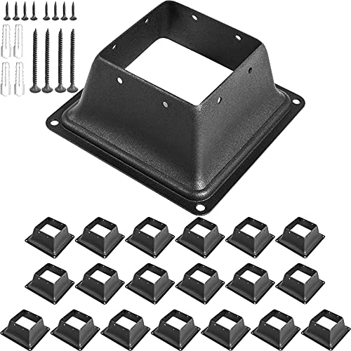 Vevor Deck Post Base 20 Pcs Post Base Skirt 4X4 (Actual 3.38X3.38") Post Support Flange 2.5 Lbs Deck Post Skirt Black Powder-Coated Decking Post Base With Thick Steel For Deck Supports Porch Railing #TOP8