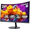 KOORUI – Monitor curvo de 24 pulgadas para juegos, R1500, Full HD, 1080P, monitor de 75 Hz, HDMI, VGA, ajuste de inclinación, monitor LCD, protección ocular, negro 24N5CA