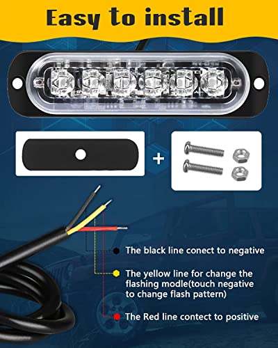 Qoope Pack Of 4 Led Strobe Emergency Lights, 12V 24V Blue, Surface Mount Strobe Warning Emergency Flashing Light Caution Construction Hazard Light Bar For Car Truck Van Lorry Off-Road Vehicles Suv #TOP4