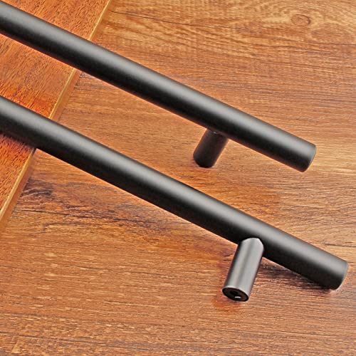Cjueiom Matt Black Cupboard Handles, 128mm Hole Center T Bar Knobs, 6Pack Stainless Steel Drawer Pulls - Image 4