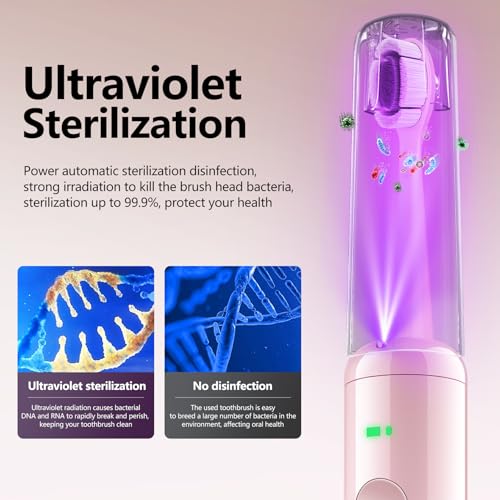 Cepillo de dientes eléctrico rosa con cabezal redondo y batería recargable 4