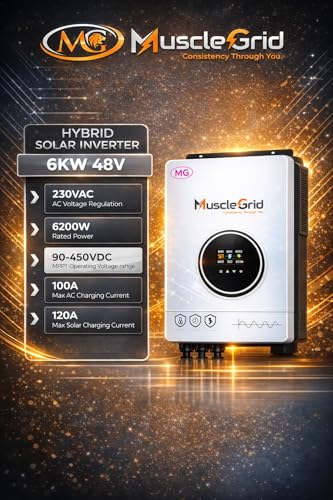 Image of MuscleGrid (BIS Certified) 6.2 kW True Hybrid Solar Inverter • True MPPT • Pure Sine Wave • LCD Display • Wall Mount • (2026 Model)