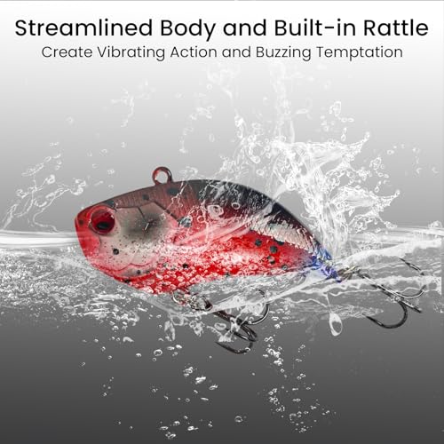 Pristis 3 pcs Lipless Crankbait for Bass Fishing, Sinking Crank Bait Red - image 6