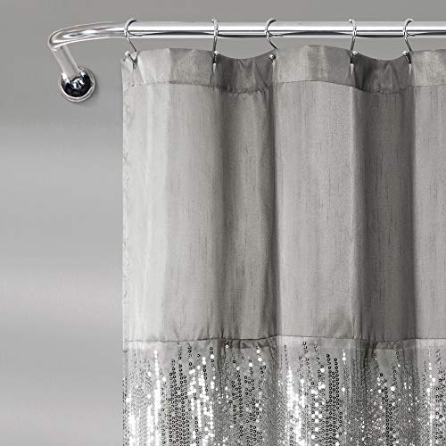 image for Lush Decor Night Sky Shower Curtain | Sequin Fabric Shimmery Color Blo