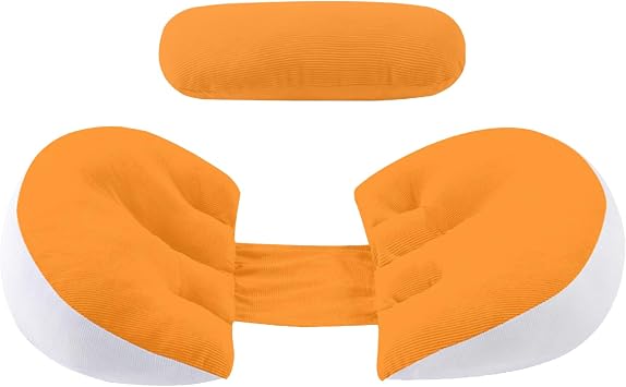 Cooling Pregnancy Pillows for Sleeping, Summer Maternity Body Pillow, Pregnant Women Side Sleep Pillows, Support for Back HIPS Legs, Detachable and Adjustable Pillow Cover Orange