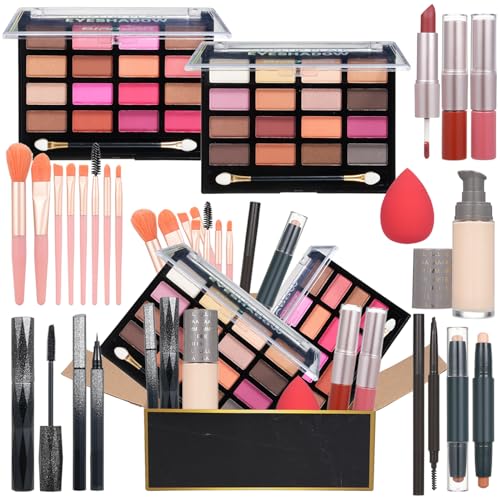 Tuagui QY-1 All In One Makeup Kit For Women Full Kit, Includes Eyeshadow,Foundation,Eyeliner,Mascara,Eyebrow Pencil,Contour Stick, Makeup Brush, Makeup Sponge, Make Up Gift Set cover