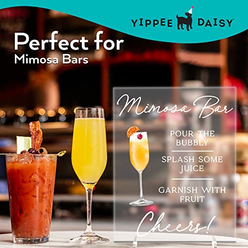 Yippee Daisy - Mimosa Bar Supplies - Acrylic Sign - Modern Acrylic Sign for Tabletop, Wedding Decor, Acrylic Table decorations With Stand - Clear Acrylic Sign With White Text 8" x 10", Mimosa Bar Sign
