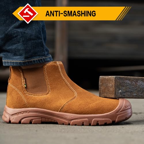 Image of Steel Toe Boots for Men Women Comfortable Lightweight Work Boots for Men Industrial Construction Boot Non Slip Work Shoes