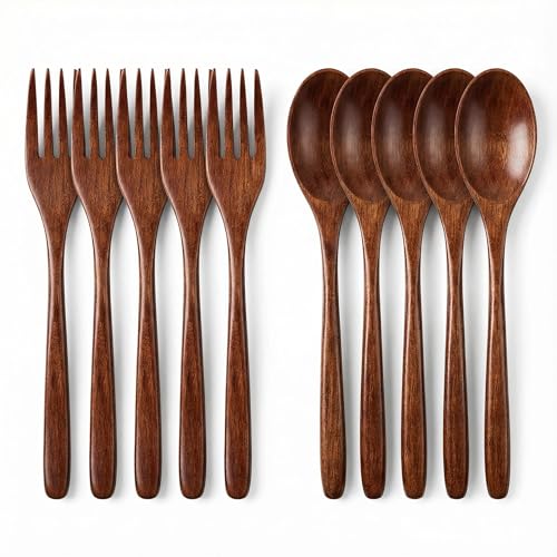 Diulazin Handmade Wooden Utensil Set - 10 PCS Natural Wooden