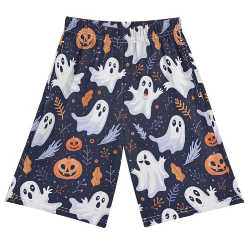 Halloween Ghost Elements Short Pajama Pants Bottoms Soft Sleepwear with Pockets