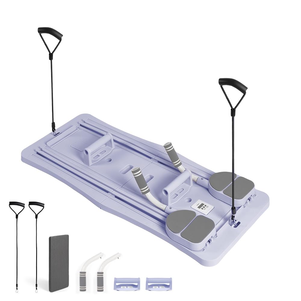 Máquina de Pilates para Casa 2026 4 en 1, Tabla Pilates Multifuncional con Cuerda de Tensión y Temporizador, Pilates Board Plegable para Gimnasio en Casa, Tabla de Pilates para Ejercicio Abdomi