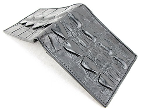 Pelgio Genuine Crocodile Alligator Tail Skin Bifold Wallet (Black) #TOP3