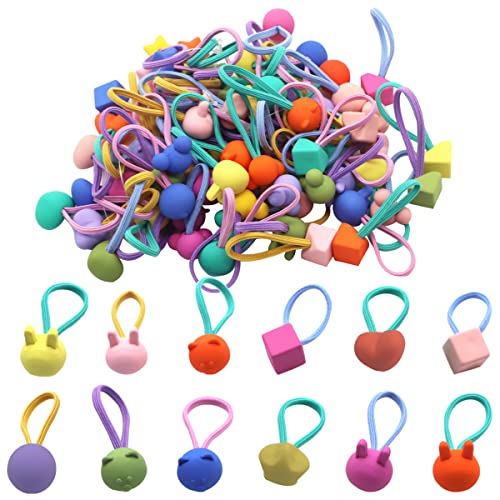 Petunny Cute Hair Ties For Girls,40Pcs Cartoon Hair Bands Soft Ponytail Holders Elastic Rubber Bands For Hair Accessories For Baby Toddler Teens Kids Children Birthday Christmas Gift (Random Color) #TOP1