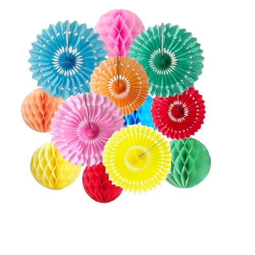 12pcs 6’’ 8’’ Honeycomb Balls Tissue Paper Fans Party Honeycomb