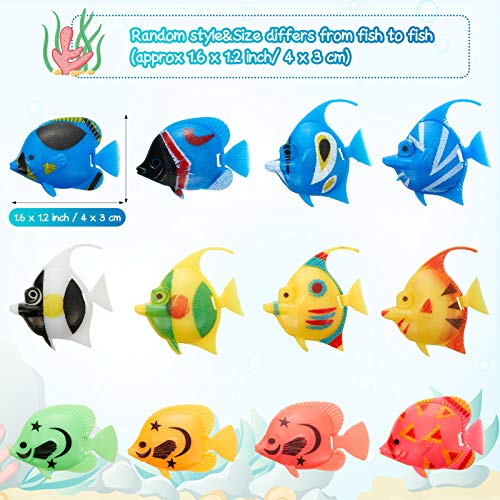 Weewooday 20 Stück Künstliche Bewegliche Fische Plastik Schwimmende Fische Lebensechte Fisch Verzierung Aquarium Dekorationen für Aquarium (Zufälliger Stil)