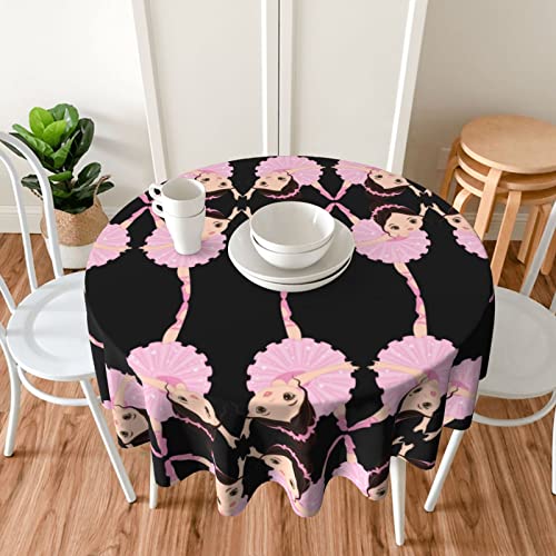 Amacay Little Ballerina Dancing Girl Decorative Round Table Cloths - 60 Inches In Diameter For Buffet Tables, Parties, Holiday Dinners. #TOP6