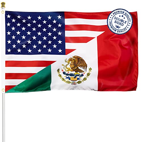 XIFAN Double Sided American Mexican Flag Vibrant Print USA Mexico Friendship Combination 3x5 FT Indoor Outdoor Banner