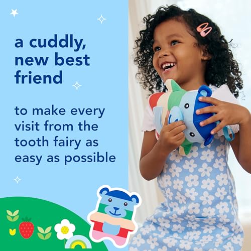 Hello Tooth Fairy Kit with Door Hanger and Teddy Bear, Includes Full Size Fluoride Kids Strawberry Toothpaste and Kids Toothbrush, for Children Ages 3 and Up
