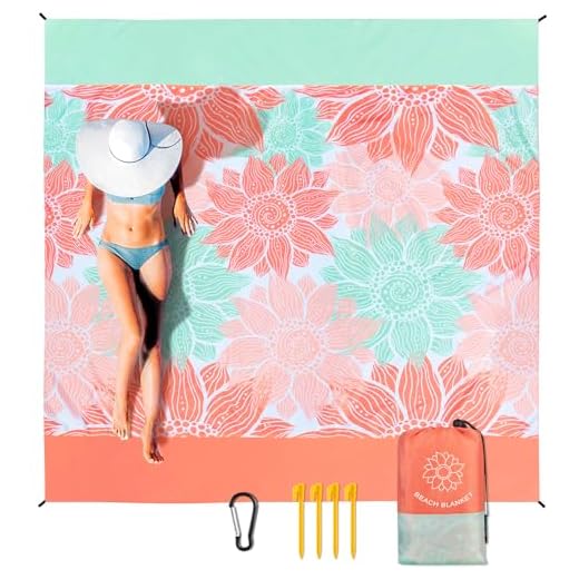 HIHOHO Beach Blanket, Sandproof Beach Mat 79" X 83" for 1-3 Adults Waterproof Quick Drying Outdoor Picnic Mat with Pocket for Travel, Camping, Hiking