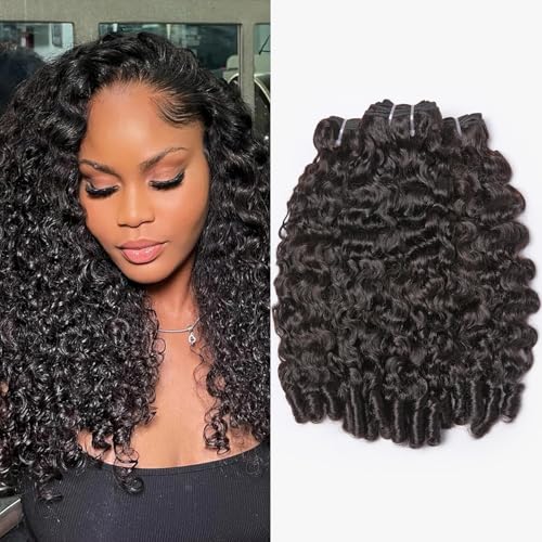 WEQUEEN Burmse Curly Bundles Human Hair Brazilian Virgin Hair 18 20 22 Inch Spiral End Quick Water Wave Natural Black