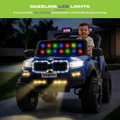 Image of Baybee RogueX Battery Operated Jeep for Kids with Parental Control | Baby Ride On Electric Car with RGB Lights, Music & Swing Mode | Rechargeable Battery Car for Kids 2 to 6 Years Boys Girls (Blue)