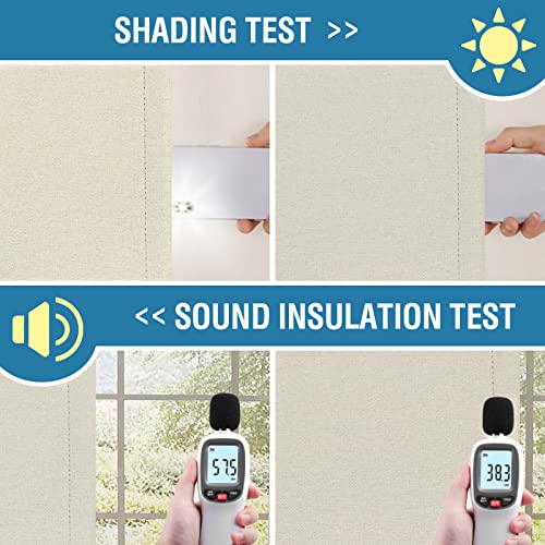 H.versailtex 100% Blackout Faux Linen Curtains For Bedroom 84 Inch Full Light Blocking Drapes With Double Face Linen Back Tab Loop Pocket Textured Burlap Curtains For Living Room 2 Panels, Ivory #TOP4