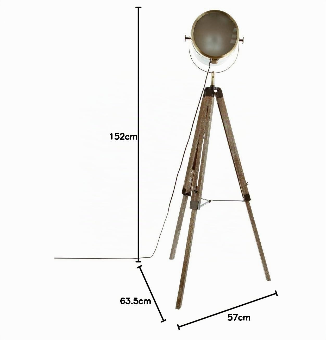 Atmosphera - Lámpara de pie trípode 'Ebor' de bronce - madera y acero A. 152 cm