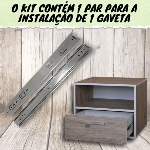 2 Corrediça Telescópica H45 30cm 300mm 45KG - 1 PAR Gaveta Moveis Armário Trilho Reforçada Larga Pes