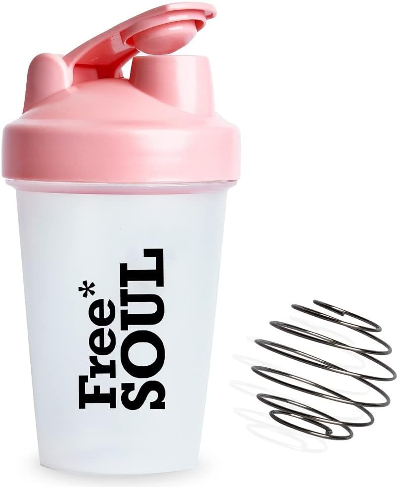 Free Soul Protein Shaker Bottle 400ml with Mixball Pink BPA Free