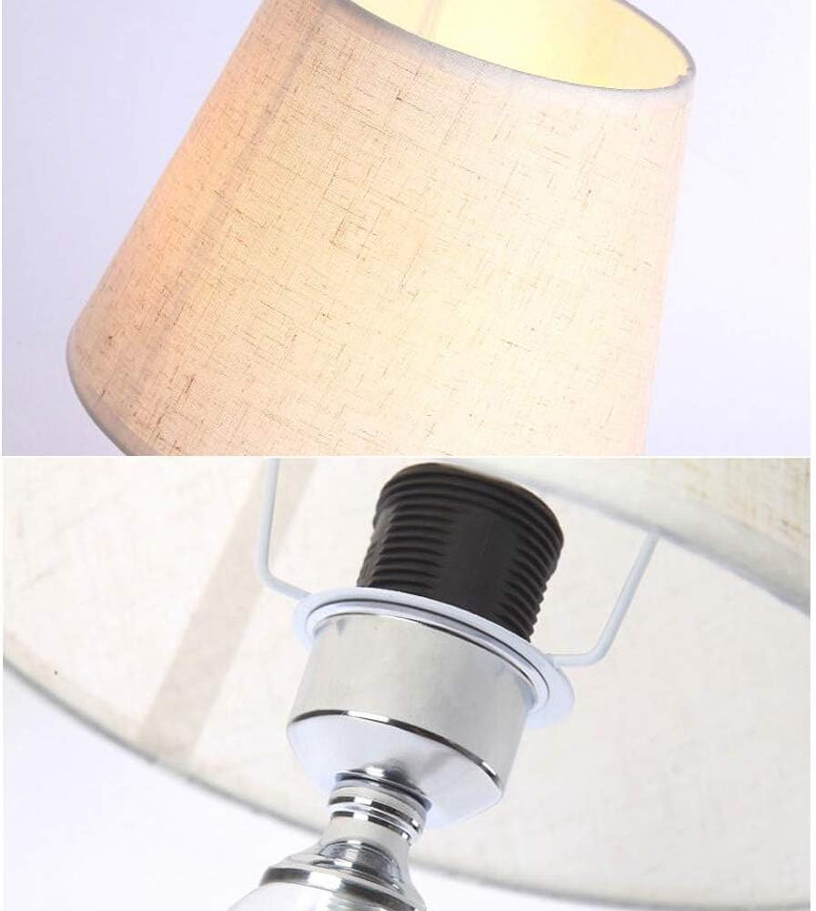 手作りのクリスタルベッドルームテーブルランプ、ファブリックランプシェード付き調光可能なベッドサイドテーブルランプ15.3インチ高さE