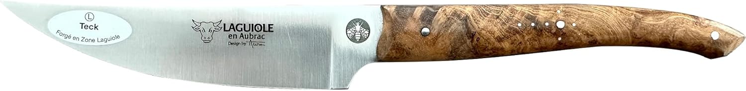 Laguiole en Aubrac Cuisine Gourmet Stainless Fully Forged Steel Made In France Paring Knife With Teak Wood Handle, 4-Inch