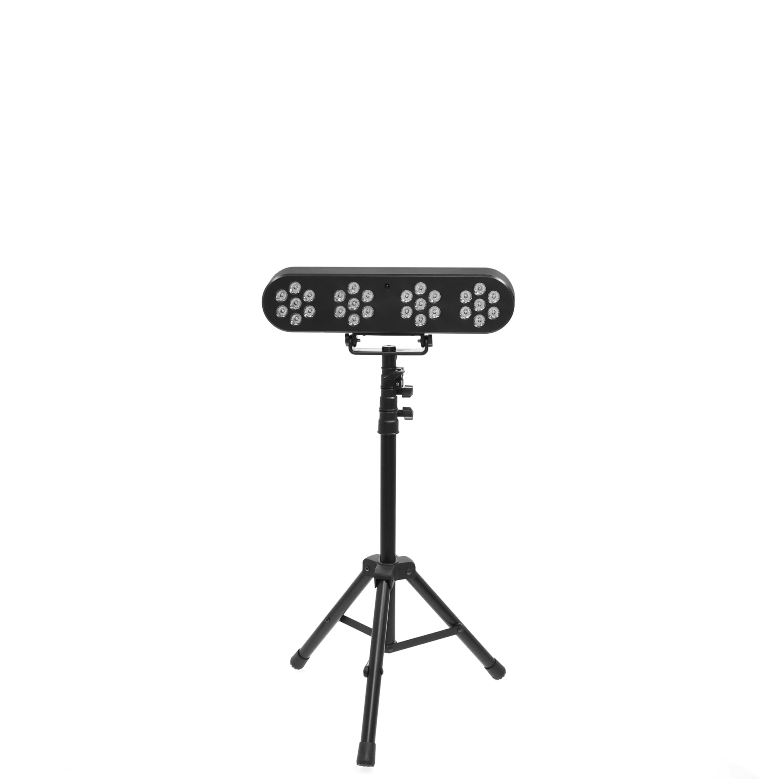 BoomTone DJ D-Tiene Set di luci multicolore Disco Club DJ, 28 LED RGB da 1 W, Dimmer, Kit completo di supporto. Regolabile in altezza. Programmi automatici, rilevamento del suono, telecomando in