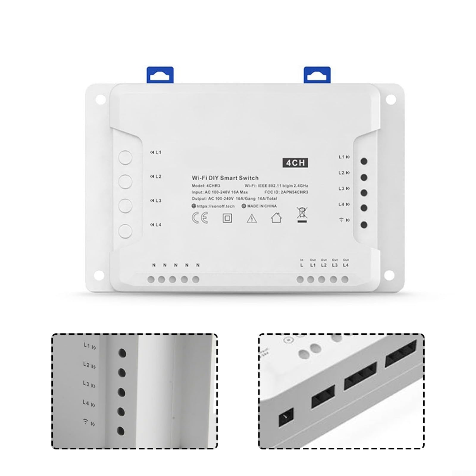 1 Packung WLAN-Smart-Lichtschalter-Modul, 4-K-RF-Steuerung für 4Ch R3 Pro R3, Sprach-App-Fernbedienung für Heimbeleuchtung (4CH Pro R3)