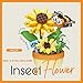 Mini Flower Bonsai with Cute Insects Sunflower bee - DIY Potted Plant Building Blocks for Kids and Adults, Botanical Collection Decor Toy