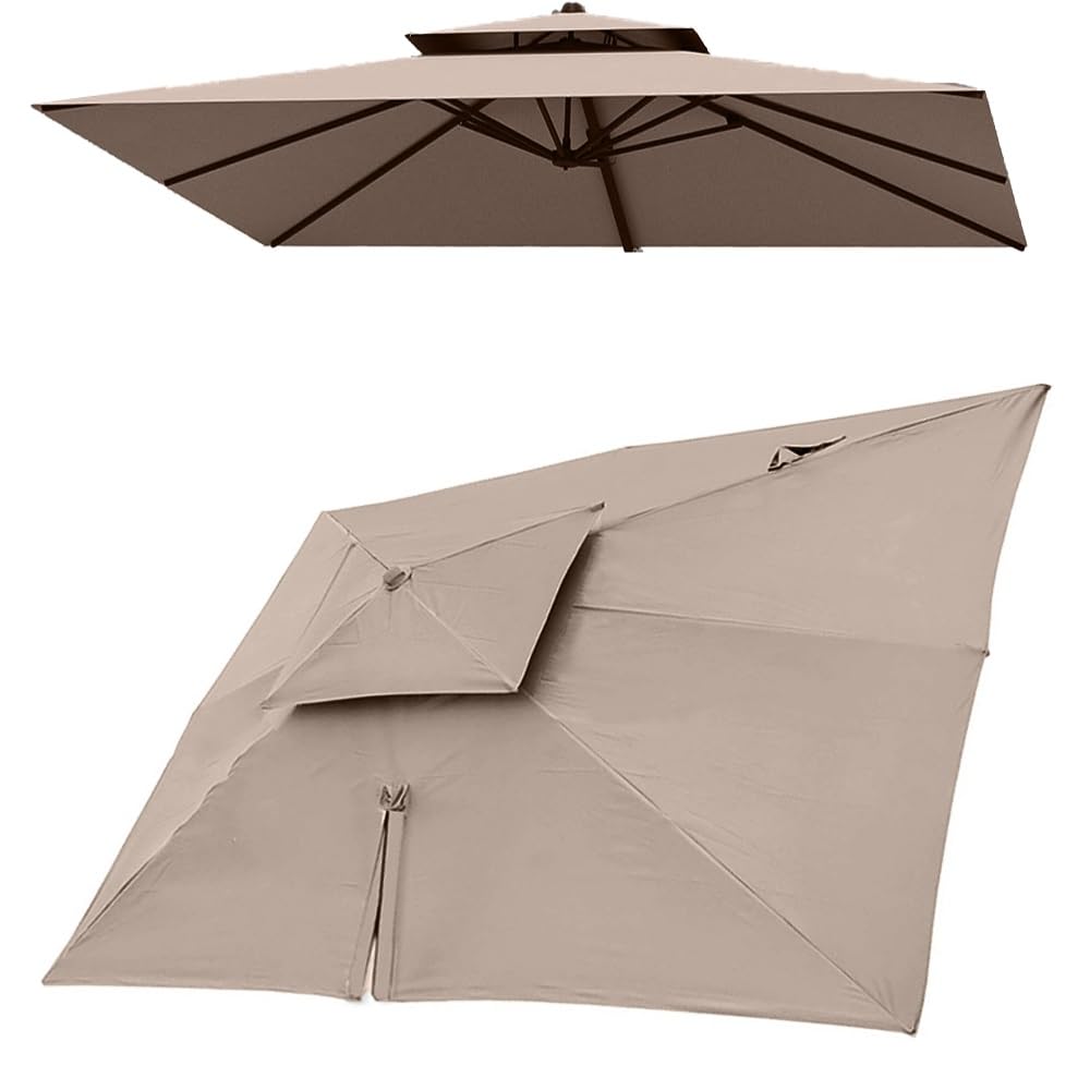 Toile de parasol déporté rectangulaire 3x4 m kaki pour rafraîchir le jardin