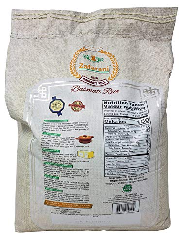 Zafarani Aged Basmati Rice Aromatic Extra Long Grain Rice from India 20 LB
