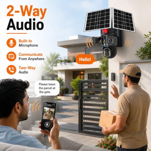 Image of XUGA - Cybernautt X10U Dual Solar 12MP 3 Lens PTZ Solar 4G Sim Outdoor CCTV Camera with 3 View | 360 | Night Vision | Motion Detection| Siren Alarm | 2 Way Audio | IP66 | Use Air-tel 4G Sim