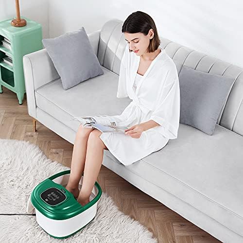 Misiki Foot Spa Bath Massager with Heater for Home Use, 3 Automatic Modes and 6 Motorized Massage Rollers, Pedicure Stone, Acupressure Shiatsu Massage to Relieve Muscle Pain, Relief Stress