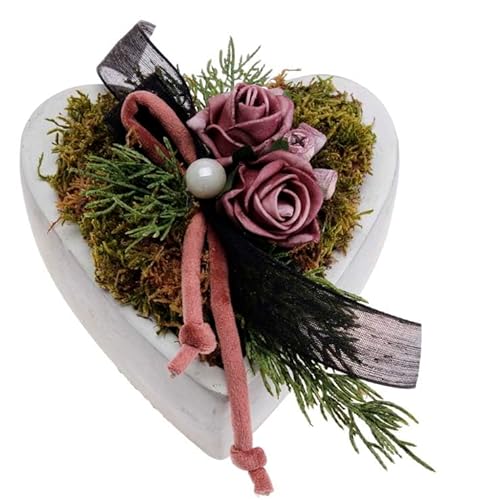 Grabschale Grabschmuck Herz mit Rose brombeer D. 15cm CreaFlor Home Grabschale Grabschmuck Herz mit Rose brombeer D. 15cm CreaFlor Home