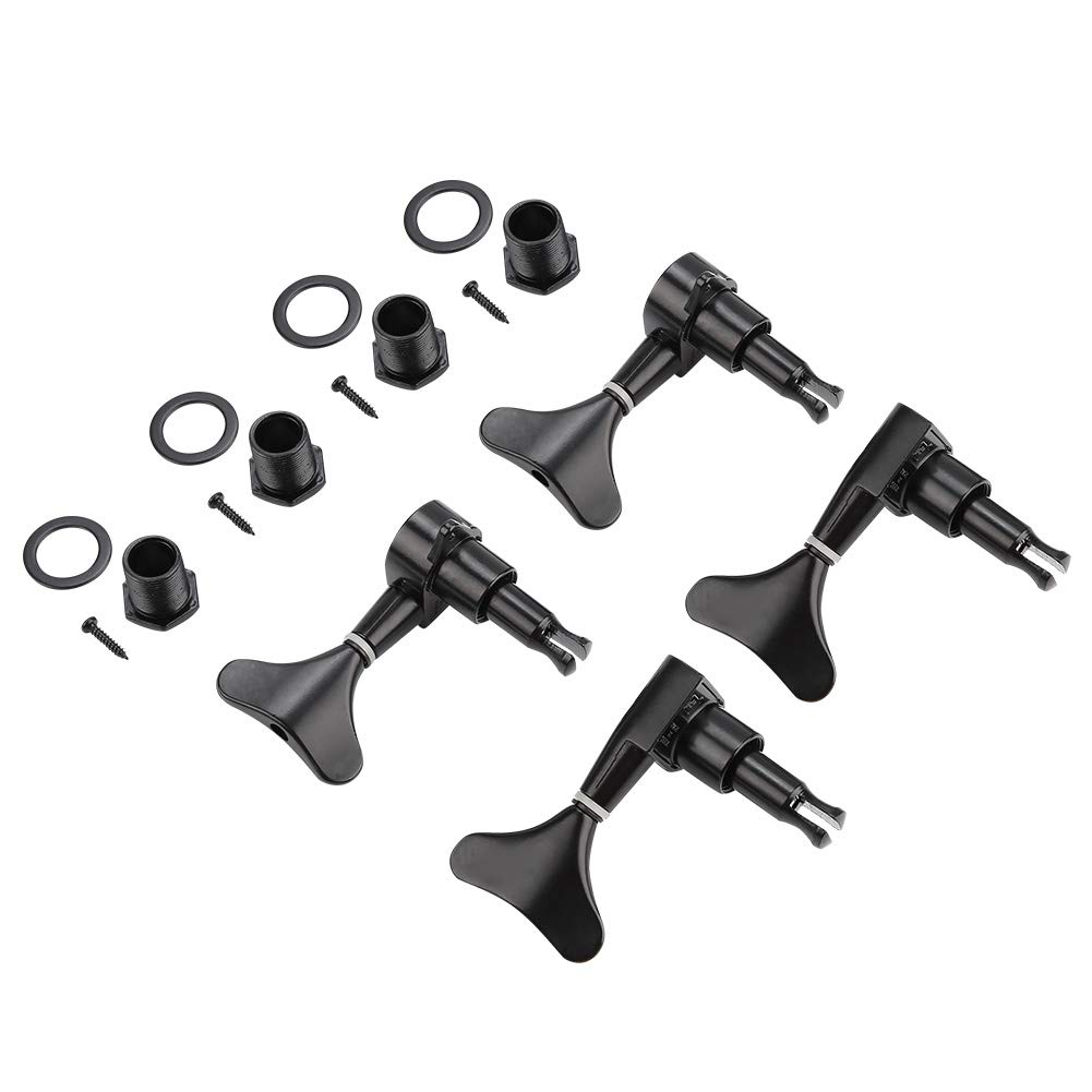 Mécaniques scellées pour guitare basse, bouton en forme de queue de poisson, compatible 2L 2R, noir