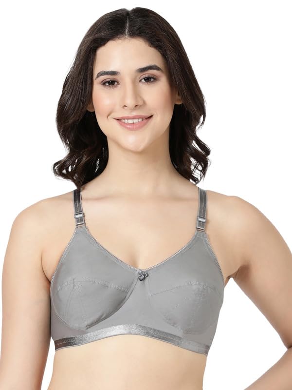 Image of BLOSSOM Women's Single Layered Full Coverage Non Wired Non Padded 100% Woven Cotton Everyday Bra Plus Size Bra