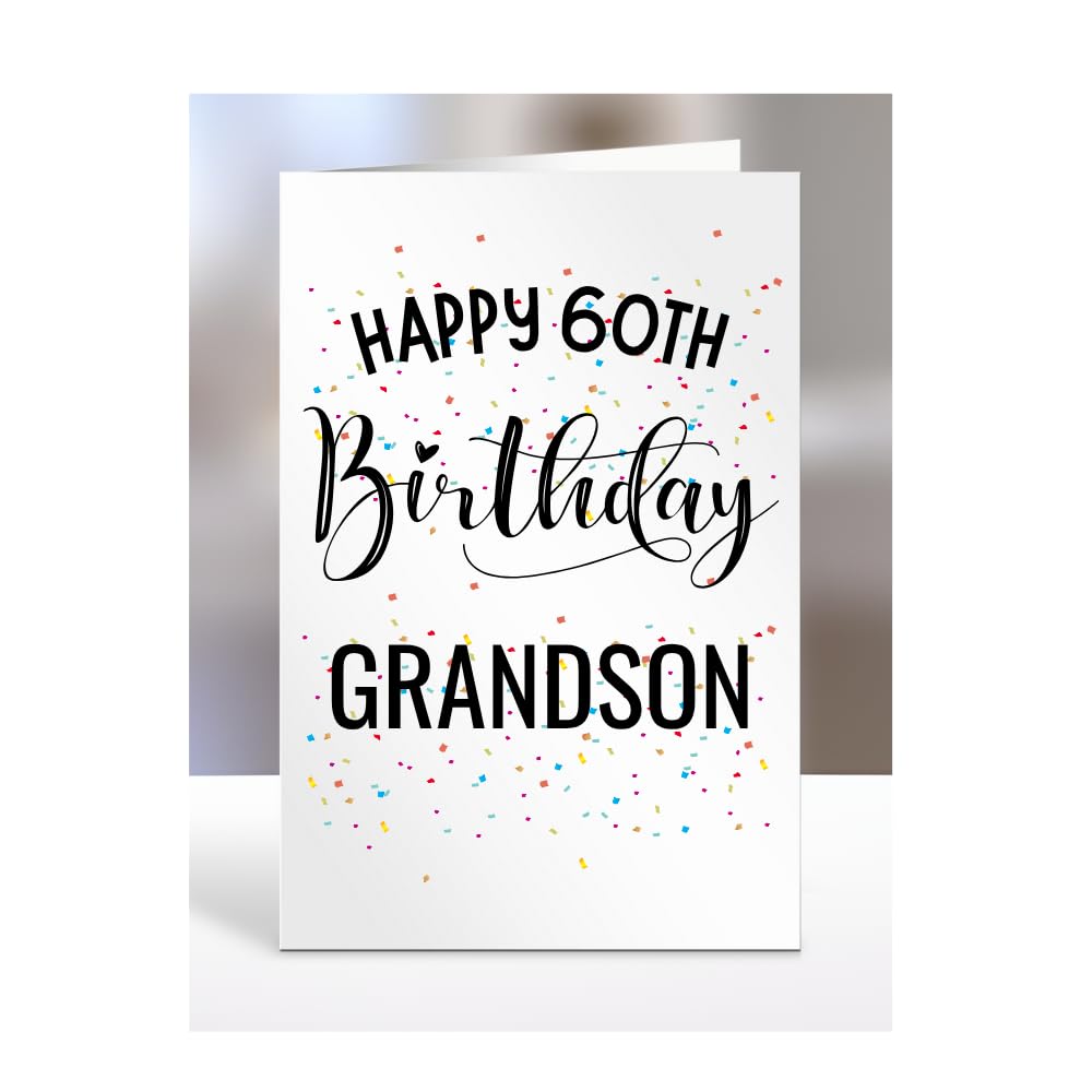 HAPPY 60TH Birthday card to Grandson, card, gifts for boy, him, male, presents for men, from grandama grandad, nan, nana, A5-154_61