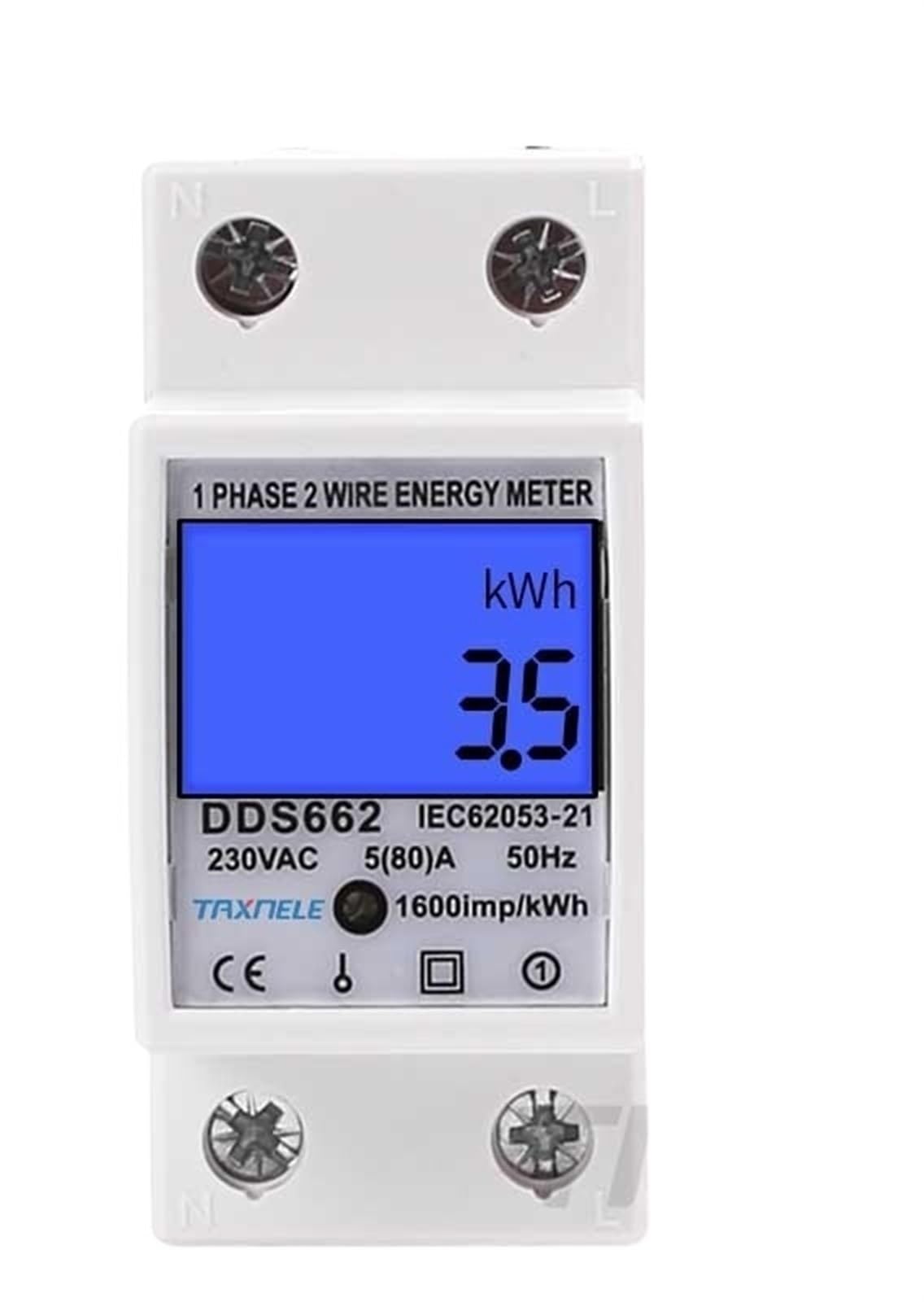 Jednofazowy dwuprzewodowy cyfrowy wyświetlacz LCD watomierz Pobór mocy Licznik energii elektrycznej kWh AC 230 V 50 Hz Szyna DIN elektryczna (bez podświetlenia)