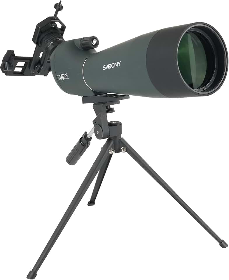 SVBONY SV28 New Version Spotting Scope, 20-60x80mm for Target Shooting, HD | FMC Coating, Long Range Spotter Scope, Shooting Range, with Phone Adapter &amp; Tripod, for Bird Watching, Wildlife Viewing