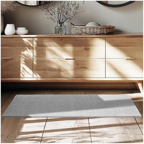 TecTake® Alfombra Salon Moderna, Alfombra Pelo Corto, Antideslizante, Ideal para Decoracion Salon y Dormitorio, Alfombra Habitación, Fácil de Cuidar, Alfombras Pasillo - 60 x 110 cm Gris