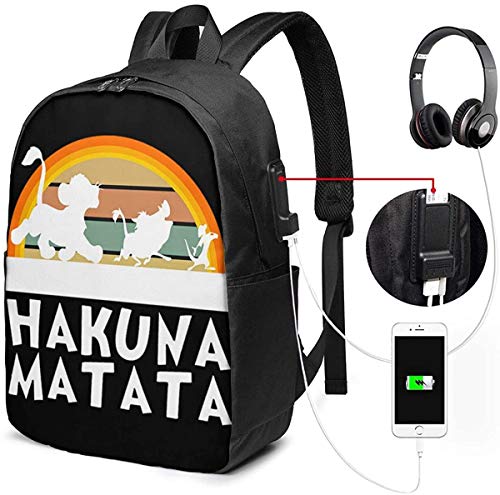 Llynice The Lion King Hakuna Matata: Mochila USB para portátil de 17 pulgadas