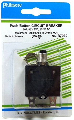 Philmore 30 Amp Push Button Circuit Breaker 32V Dc Or 250V Ac ; B7030 #TOP3
